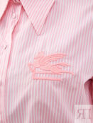 Рубашка из гладкого поплина в полоску с вышитым логотипом ETRO
