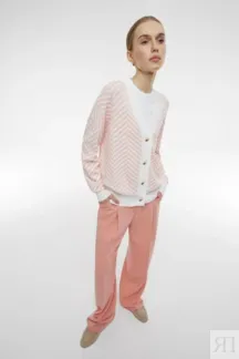 Двухцветный кардиган с принтом розовый YouStore