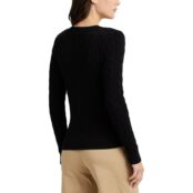 Пуловер с витым узором и круглым вырезом  XS черный