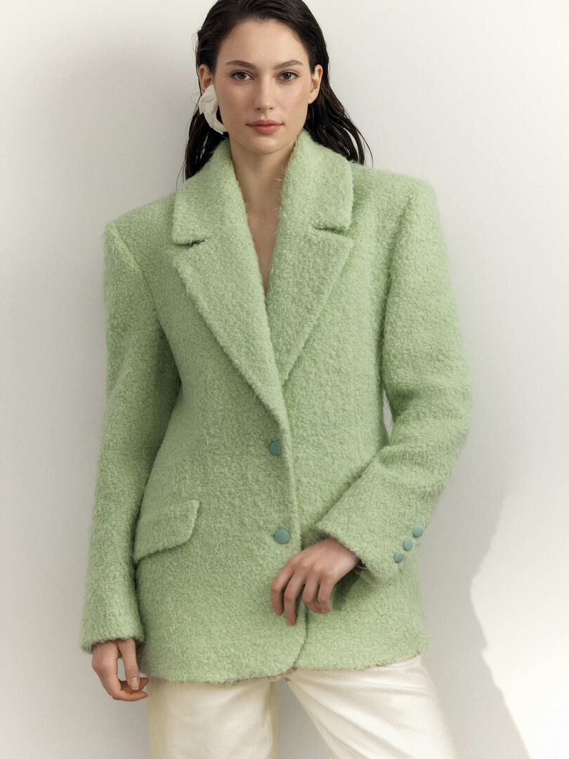 Укороченное пальто из фактурной шерсти NUDE STORY