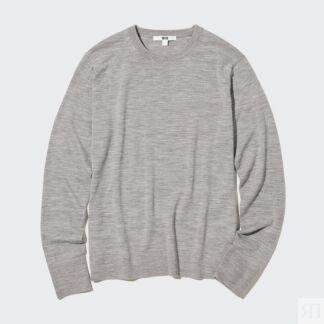 Джемпер Uniqlo Extra Fine Merino Crew Neck, серый