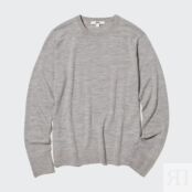 Джемпер Uniqlo Extra Fine Merino Crew Neck, серый 450509 | GRAY COL04 фото 1