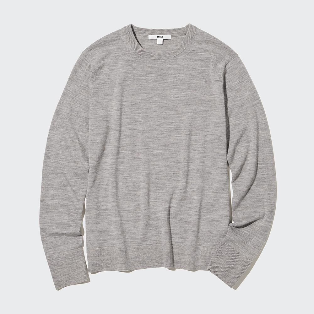 Джемпер Uniqlo Extra Fine Merino Crew Neck, серый 450509 | GRAY COL04 фото 1