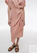 Платье миди на запах лососевого цвета YouStore