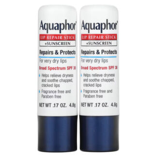 Aquaphor, Восстанавливающий стик для губ + солнцезащитный крем, SPF 30, без