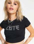Черная футболка с милым принтом ASOS DESIGN 103420236 фото 2
