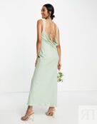 Серое платье макси косого кроя со шнуровкой сзади ASOS DESIGN Bridesmaid 110216898 фото 2