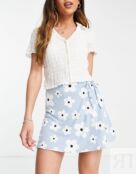 Шорты с запахом и крупным цветочным принтом в стиле 60-х ASOS DESIGN 113154235 фото 1