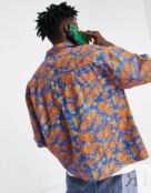 Разноцветная пляжная рубашка унисекс из льна с цветочным принтом COLLUSION