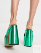 Зеленые мюли на платформе Topshop Rori 115985701 фото 3