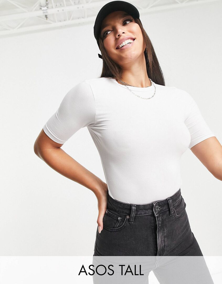 Белое боди-футболка скинни ASOS DESIGN Tall 116005692 фото 1
