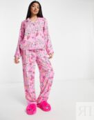 Розовая пижама из модала с цветочным принтом и брюками ASOS DESIGN