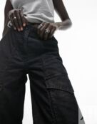 Черные вельветовые брюки прямого кроя Topshop Petite
