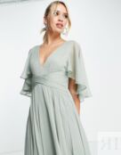 Оливковое платье макси со сборками на лифе и драпировкой ASOS DESIGN Brides 119430887 фото 4