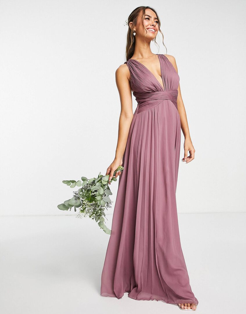 Платье макси с драпировкой на лифе ASOS DESIGN Bridesmaid, розовый 1535340 фото 1