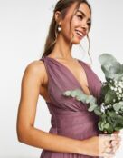 Платье макси с драпировкой на лифе ASOS DESIGN Bridesmaid, розовый 1535340 фото 3