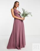 Платье макси с драпировкой на лифе ASOS DESIGN Bridesmaid, розовый 1535340 фото 4