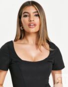 Структурированное платье мини ASOS DESIGN с круглым вырезом и короткими рук 1829591 фото 4