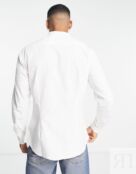 Белая приталенная оксфордская рубашка с воротником-стойкой ASOS DESIGN