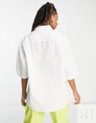 COLLUSION Рубашка унисекс из хлопкового поплина с объемным принтом белого ц
