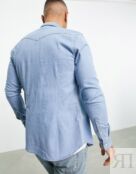 Голубая джинсовая рубашка скинни в стиле вестерн ASOS DESIGN
