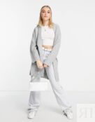 Серый кардиган миди от края до края ASOS DESIGN