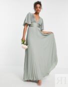 Платье макси со складками и атласным запахом на талии ASOS DESIGN Bridesmai 2023891 фото 1