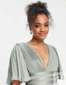 Платье макси со складками и атласным запахом на талии ASOS DESIGN Bridesmai 2023891 фото 3