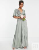 Платье макси со складками и атласным запахом на талии ASOS DESIGN Bridesmai 2023891 фото 4