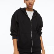 Толстовка H&M Oversized Zip-through, черный 1139538001 | Black фото 2