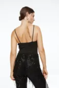 Блестящая футболка H&M, черный/блеск 67149 | Czarny/Brokat фото 3