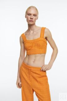 Короткий топ с бахромой H&M, темно-желтый