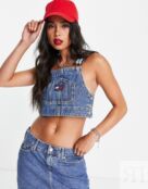 Темно-синий комбинезон Tommy Jeans x ASOS Exclusive Co-ord из хлопка с лого 119609751 | DENIM MEDIUM фото 4