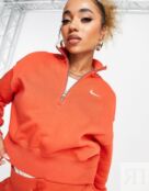 Толстовка с молнией на четверть четверти Nike mini swoosh 116054899 | ORANGE фото 3