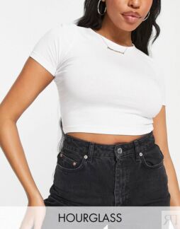 Белая укороченная футболка приталенного кроя ASOS DESIGN Hourglass
