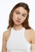 Короткая футболка H&M, белый 1135364001 | White фото 4