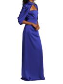 Атласное платье carrie с рукавами-накидкой THEIA Clematis blue