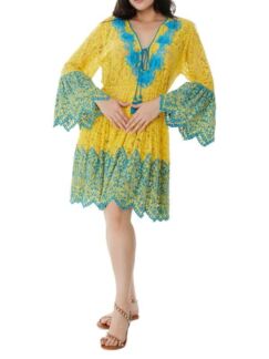 Кружевное прозрачное платье Ranee's с цветочным принтом, желтый/голубой