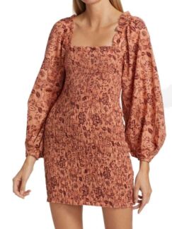 Мини-платье smock it to me Free People Apricot combo