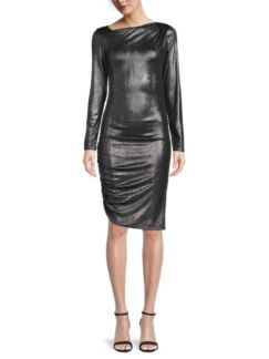 Облегающее платье цвета металлик с рюшами Renee C. Black silver