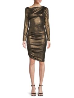 Облегающее платье цвета металлик с рюшами Renee C. Black gold