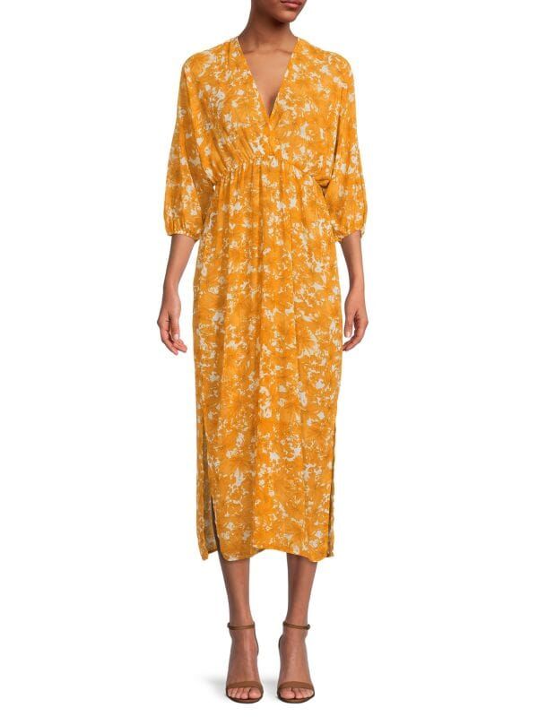 Платье Renee C. миди из шифона с цветочным принтом, желтый