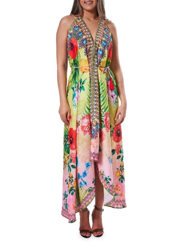 Платье Ranee's пляжное с цветочным принтом и вырезом халтер, мультиколор
