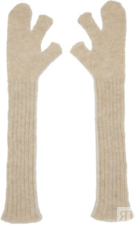 Бежевые перчатки из шерсти альпаки MM6 Maison Margiela