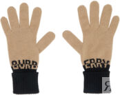 Желто-коричневые перчатки интарсия Burberry