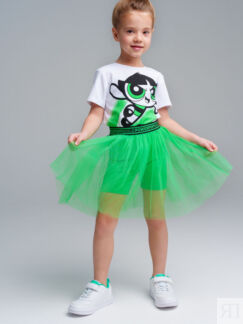 Комплект трикотажный для девочек: фуфайка (футболка), юбка-шорты PlayToday