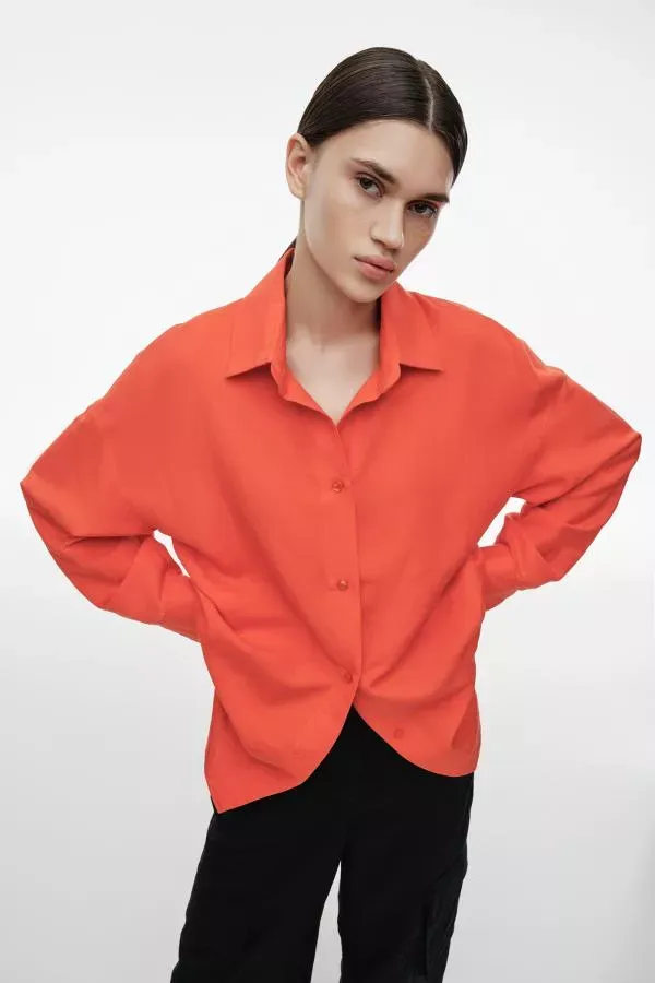Оранжевая льняная рубашка YouStore