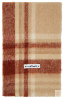 Бежево-красный шарф в клетку из альпаки Acne Studios