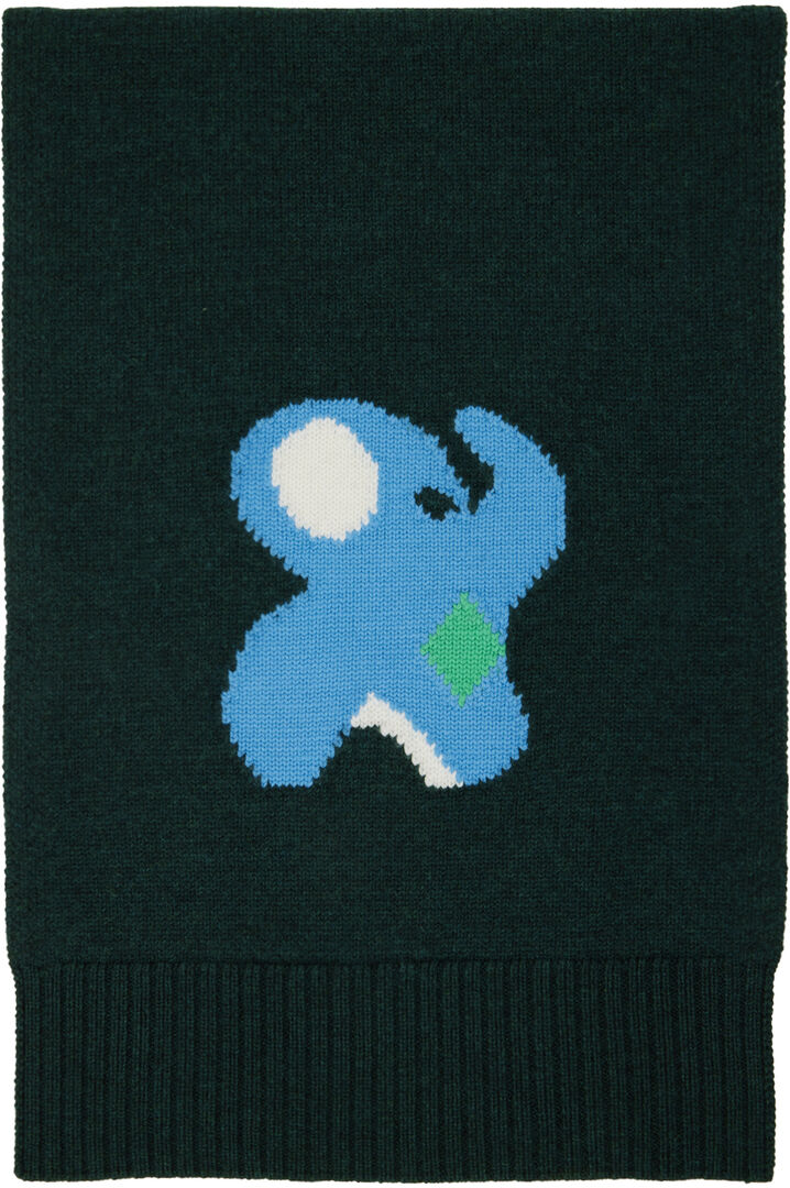 Зеленый шарф со слоном JW Anderson