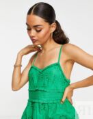 Зеленое платье миди с защипами и защипами на бретельках Topshop Petite 117365440 фото 3